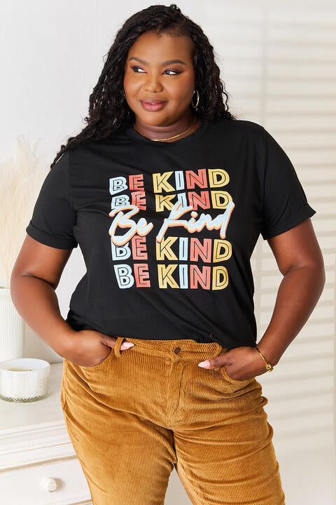 BE KIND Graphic Round Neck T-Shirt - Black / S - T-Shirts - Shirts & Tops - 1 - 2024