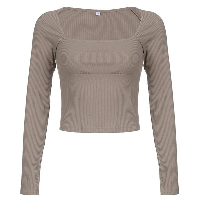 Knitted Long Sleeve Crop Tops - T-Shirts - Shirts & Tops - 7 - 2024