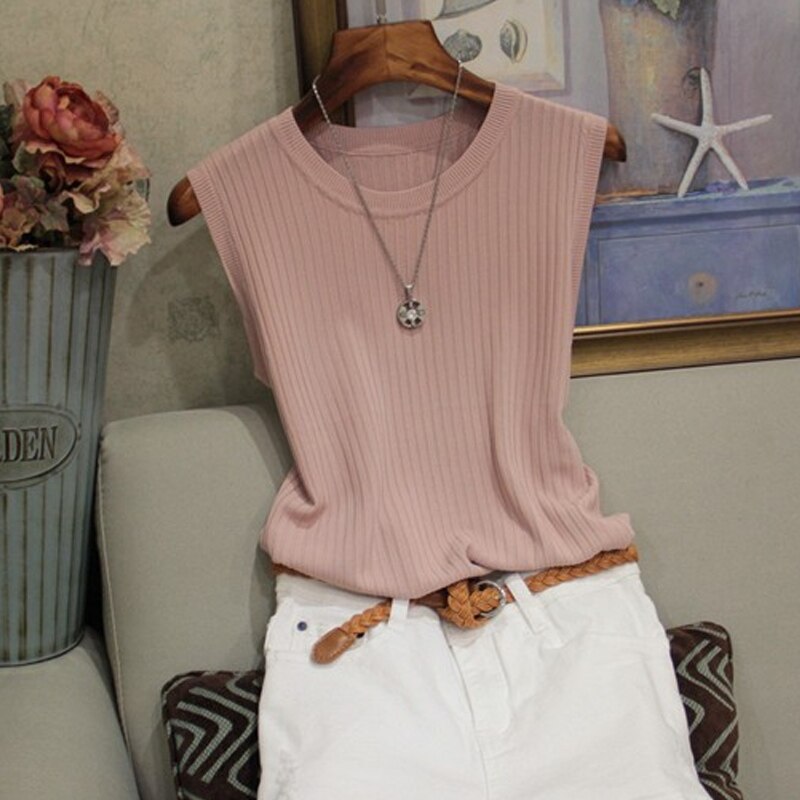 Knitted O-Neck Shirts - Pink / One Size - T-Shirts - Shirts & Tops - 12 - 2024