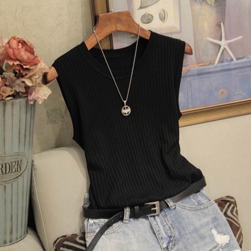 Knitted O-Neck Shirts - Black / One Size - T-Shirts - Shirts & Tops - 9 - 2024