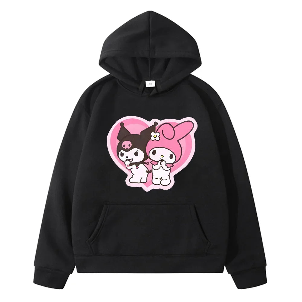 Kurumi Kawaii Printed Hoodie - Casual Loose Cartoon Sweatshirt - Black / L - T-Shirts - Shirts & Tops - 4 - 2024