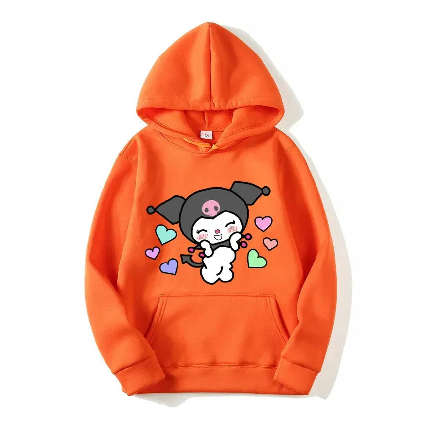 Kurumi Printed Hoodie - Casual Loose Sweatshirt - Orange / S - T-Shirts - Shirts & Tops - 12 - 2024