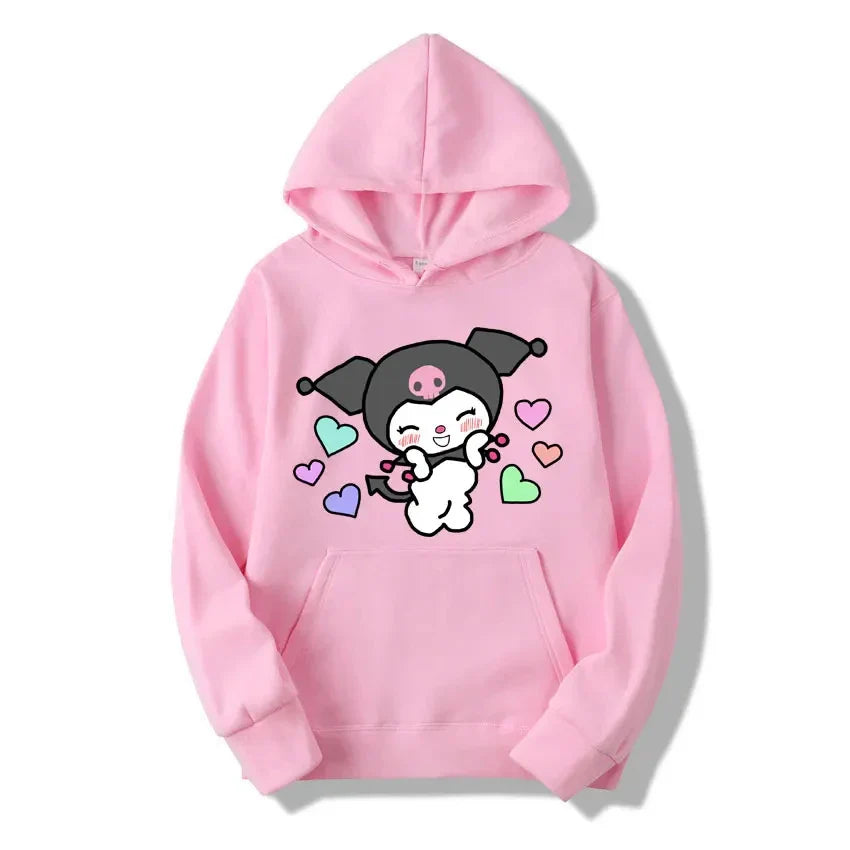 Kurumi Printed Hoodie - Casual Loose Sweatshirt - Pink / S - T-Shirts - Shirts & Tops - 6 - 2024