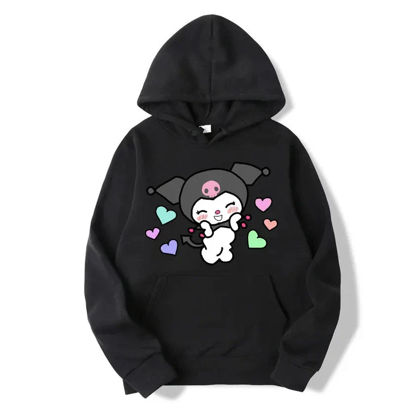 Kurumi Printed Hoodie - Casual Loose Sweatshirt - Black / XXXL - T-Shirts - Shirts & Tops - 13 - 2024