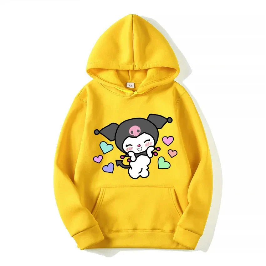 Kurumi Printed Hoodie - Casual Loose Sweatshirt - Yellow / XL - T-Shirts - Shirts & Tops - 10 - 2024