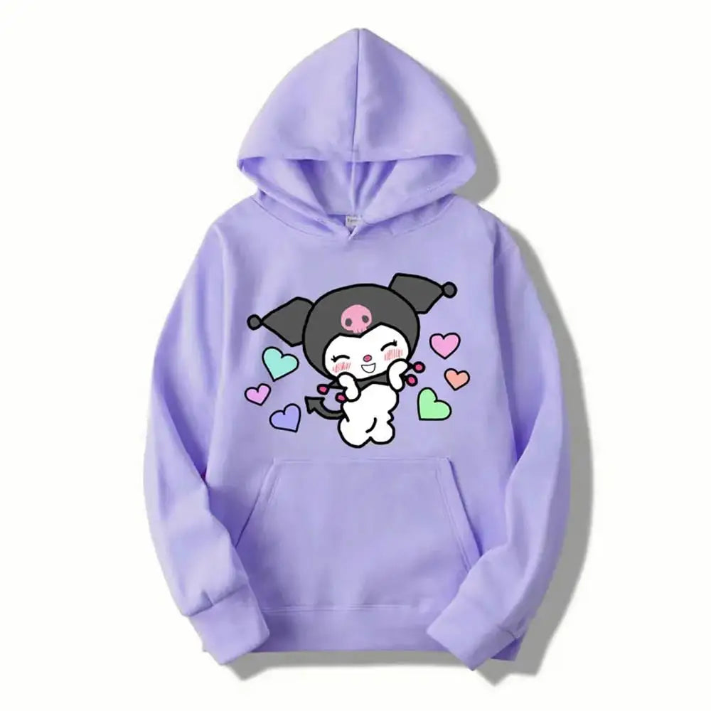 Kurumi Printed Hoodie - Casual Loose Sweatshirt - Light Purple / S - T-Shirts - Shirts & Tops - 16 - 2024
