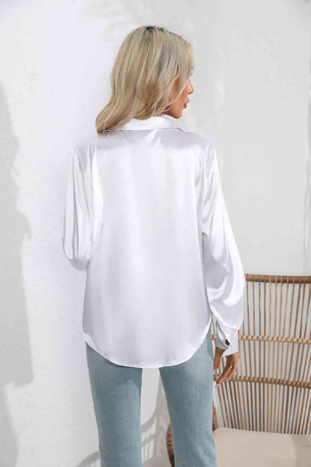 Lapel Collar Button Up Long Sleeve Shirt - T-Shirts - Shirts & Tops - 6 - 2024