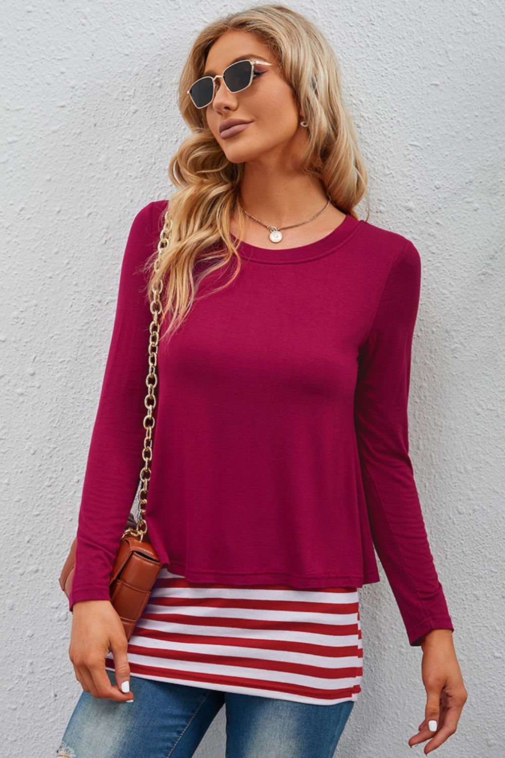 Layered Long Sleeve Top - Red / S - T-Shirts - Shirts & Tops - 1 - 2024