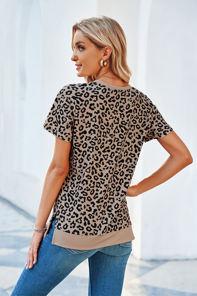 Leopard Print Short Sleeve Tee - T-Shirts - Shirts & Tops - 4 - 2024