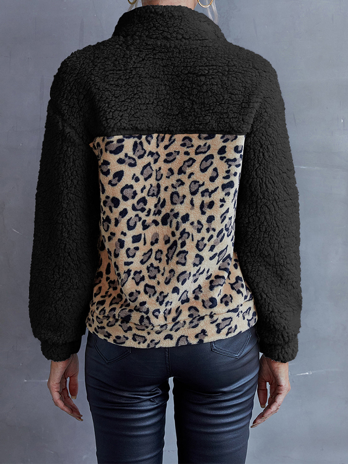 Leopard Quarter-Snap Teddy Sweatshirt - T-Shirts - Shirts & Tops - 9 - 2024