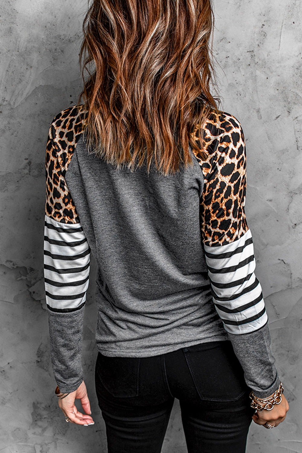 Leopard Striped Raglan Sleeve Top - T-Shirts - Shirts & Tops - 6 - 2024