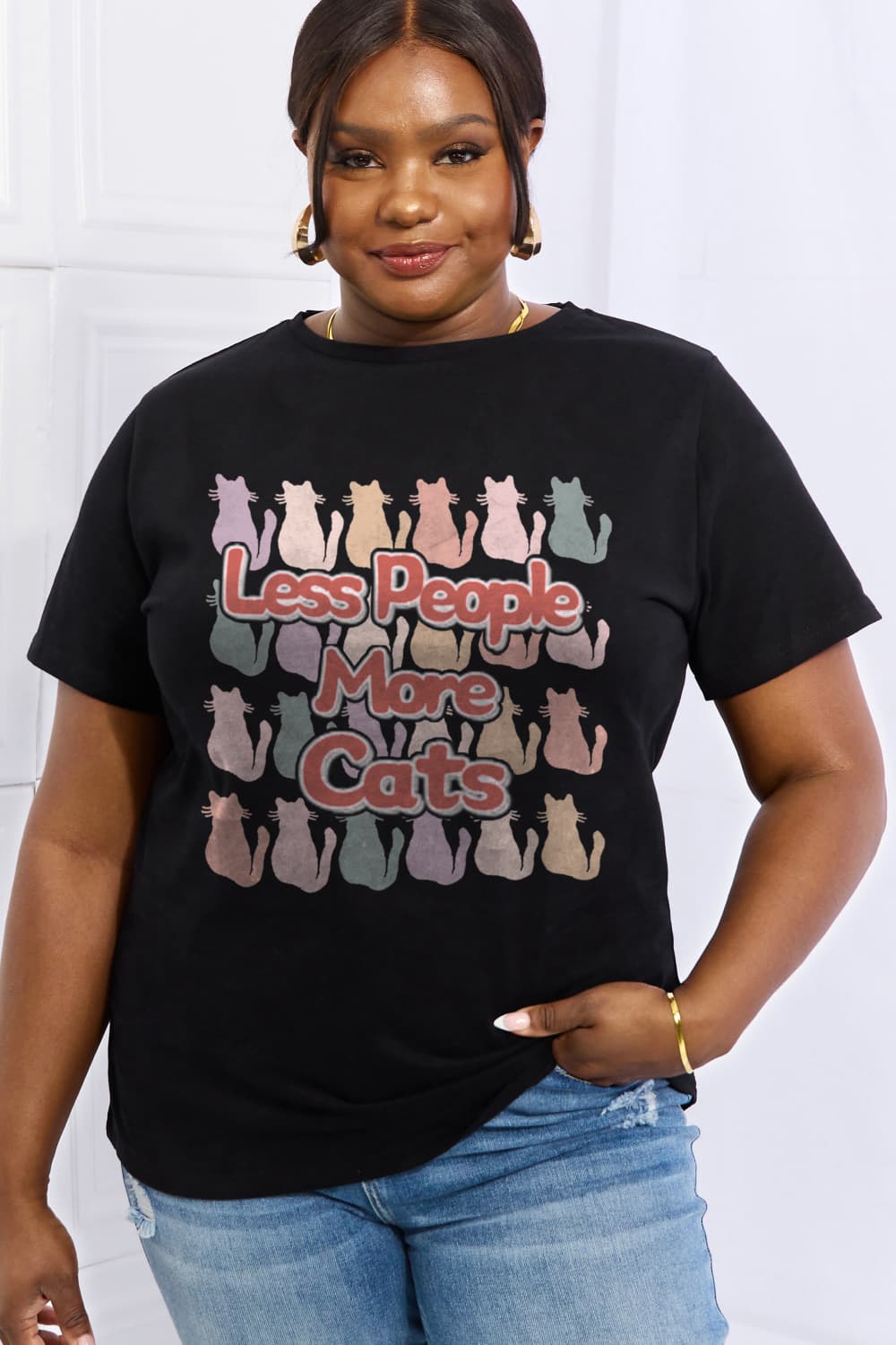 LESS PEOPLE MORE CATS Graphic Cotton Tee - T-Shirts - Shirts & Tops - 23 - 2024