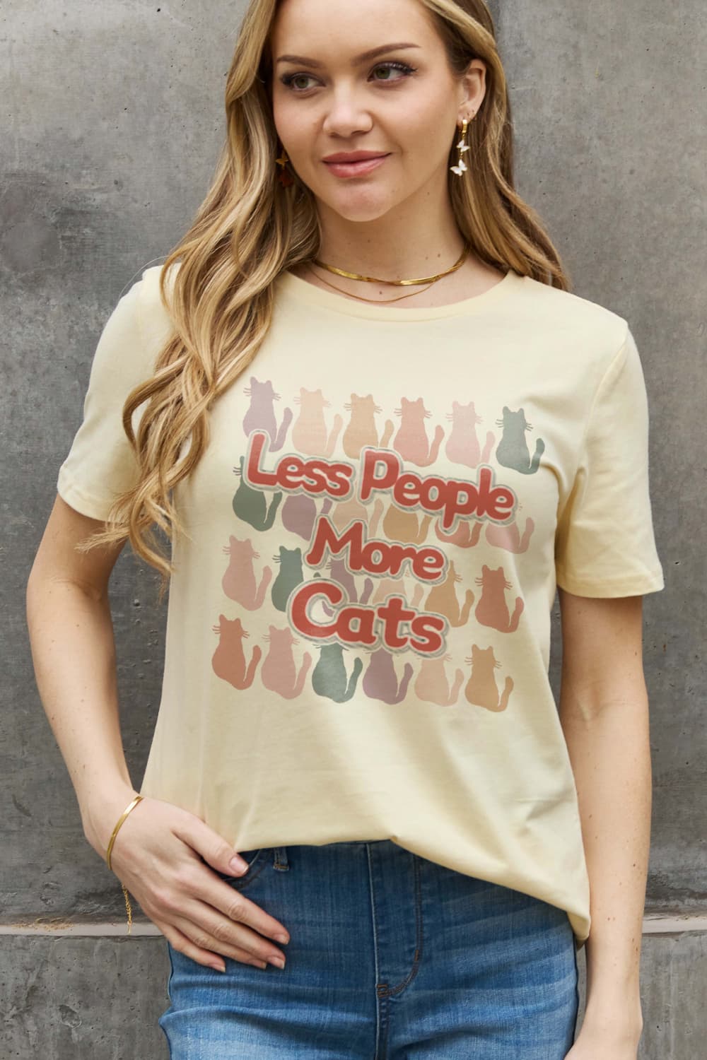LESS PEOPLE MORE CATS Graphic Cotton Tee - T-Shirts - Shirts & Tops - 14 - 2024