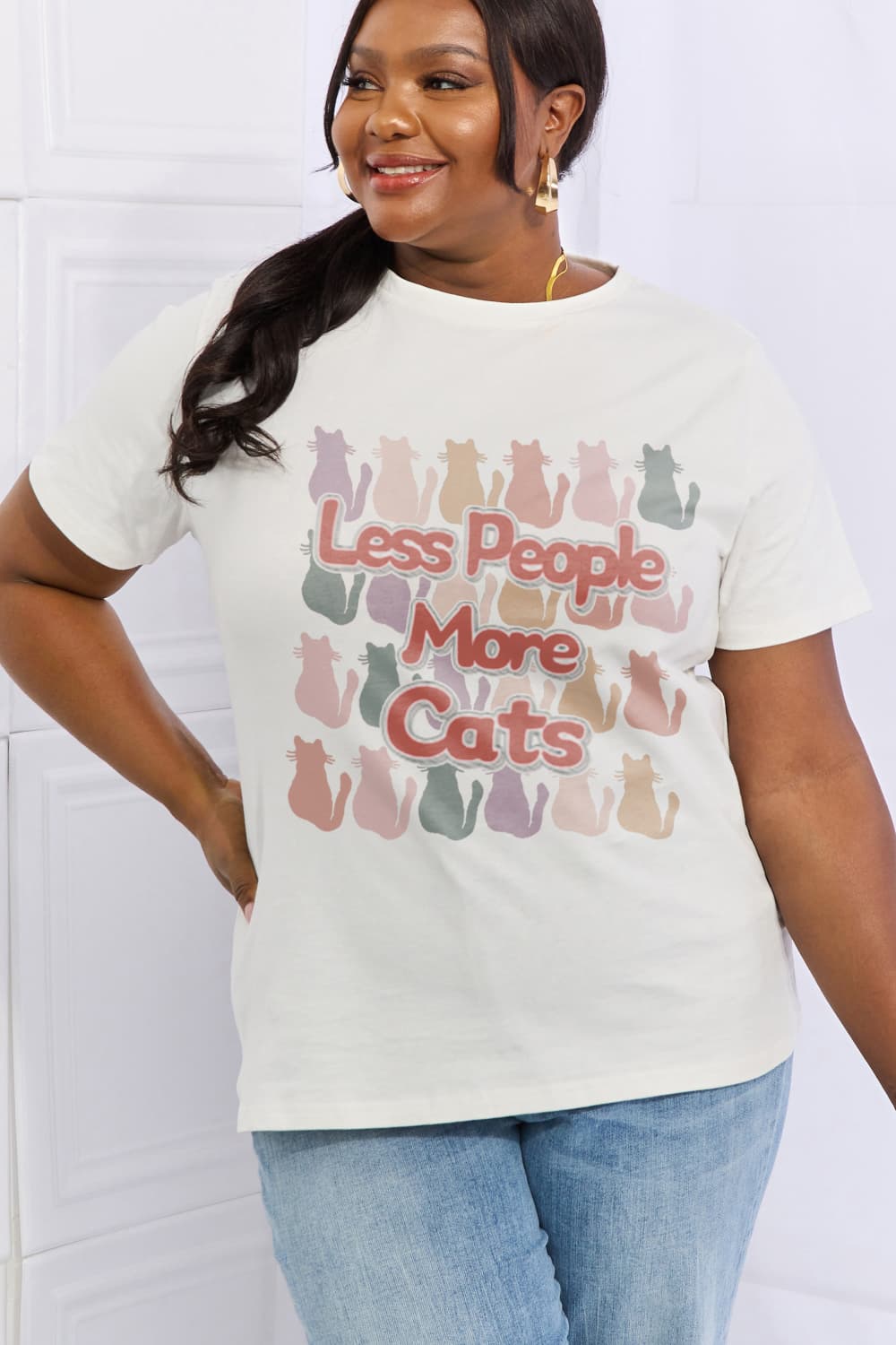 LESS PEOPLE MORE CATS Graphic Cotton Tee - T-Shirts - Shirts & Tops - 5 - 2024