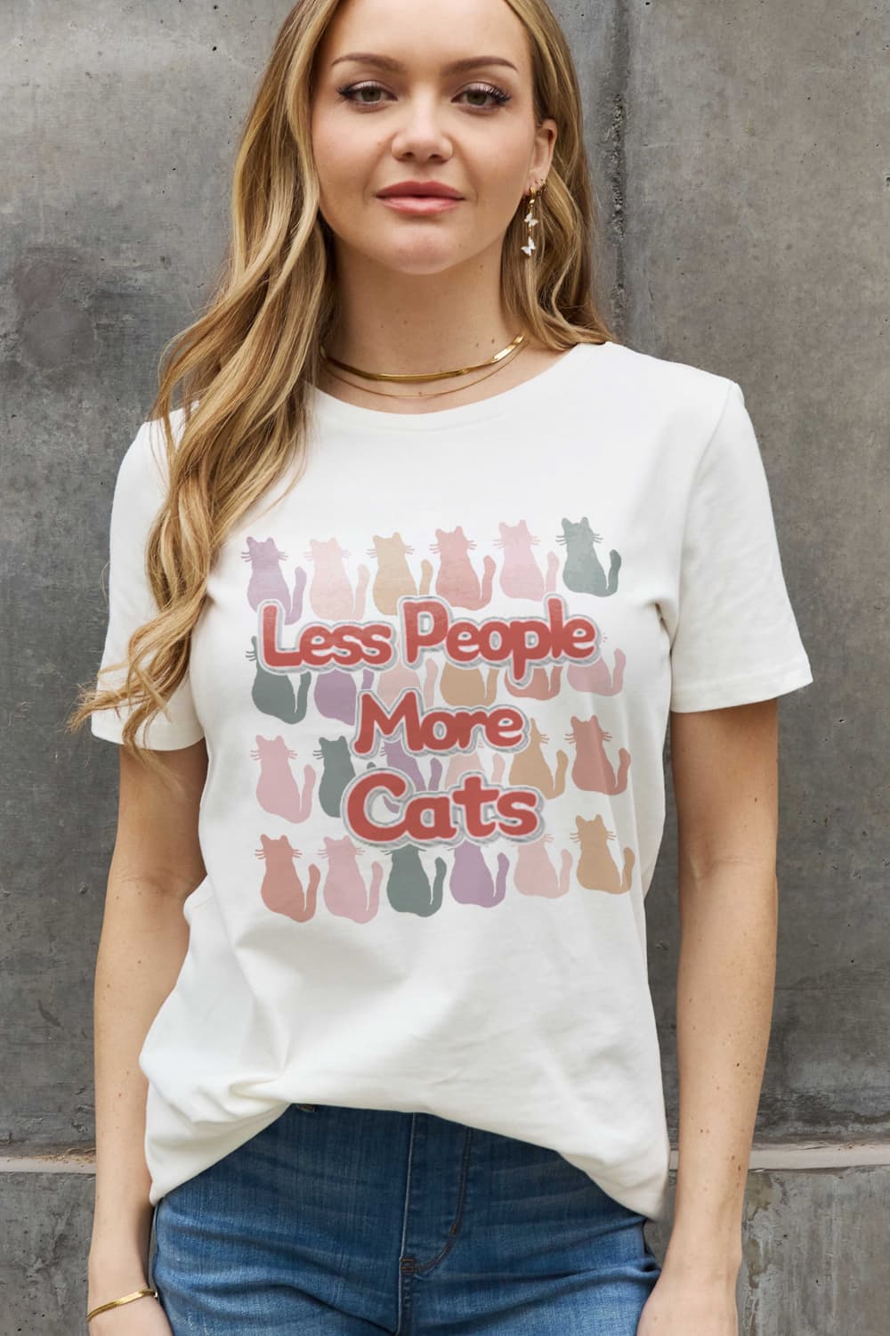 LESS PEOPLE MORE CATS Graphic Cotton Tee - White / S - T-Shirts - Shirts & Tops - 1 - 2024