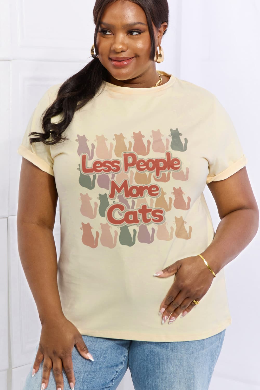 LESS PEOPLE MORE CATS Graphic Cotton Tee - T-Shirts - Shirts & Tops - 17 - 2024
