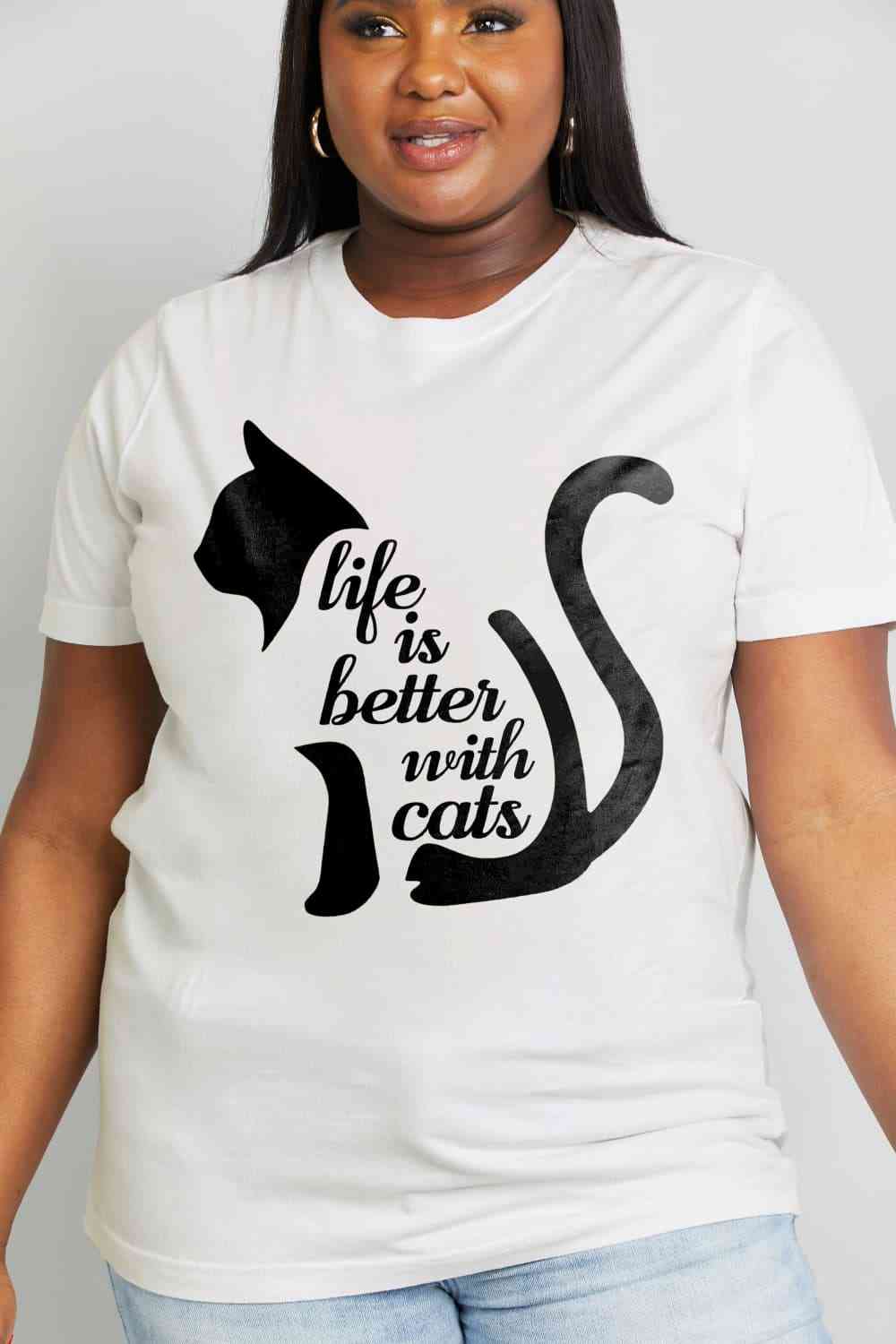 LIFE IS BETTER WITH CATS Graphic Cotton Tee - T-Shirts - Shirts & Tops - 11 - 2024