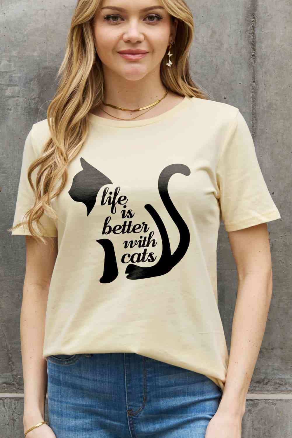 LIFE IS BETTER WITH CATS Graphic Cotton Tee - T-Shirts - Shirts & Tops - 4 - 2024