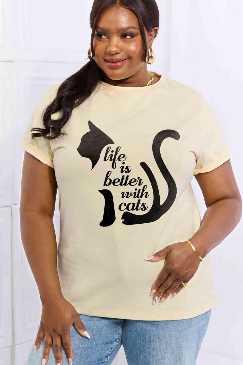 LIFE IS BETTER WITH CATS Graphic Cotton Tee - T-Shirts - Shirts & Tops - 3 - 2024