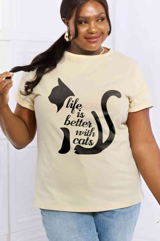 LIFE IS BETTER WITH CATS Graphic Cotton Tee - Ivory / S - T-Shirts - Shirts & Tops - 1 - 2024