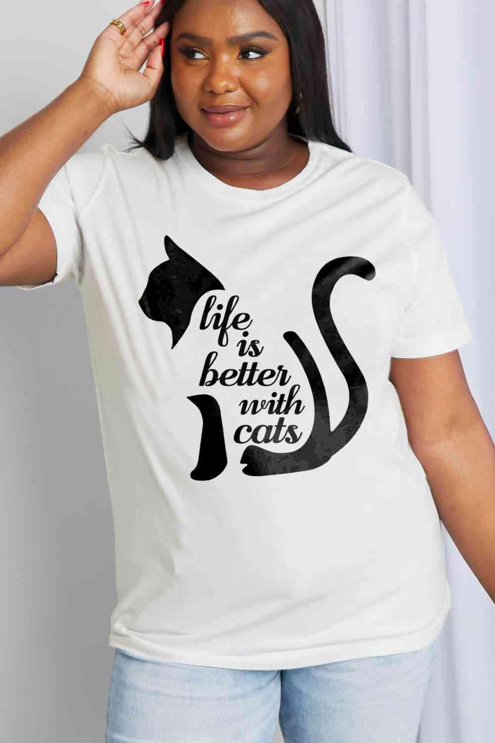 LIFE IS BETTER WITH CATS Graphic Cotton Tee - T-Shirts - Shirts & Tops - 10 - 2024