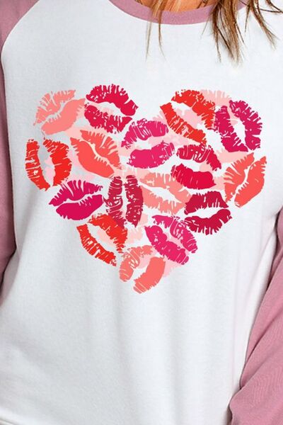 Lip Graphic Round Neck Long Sleeve T-Shirt - T-Shirts - Shirts & Tops - 3 - 2024