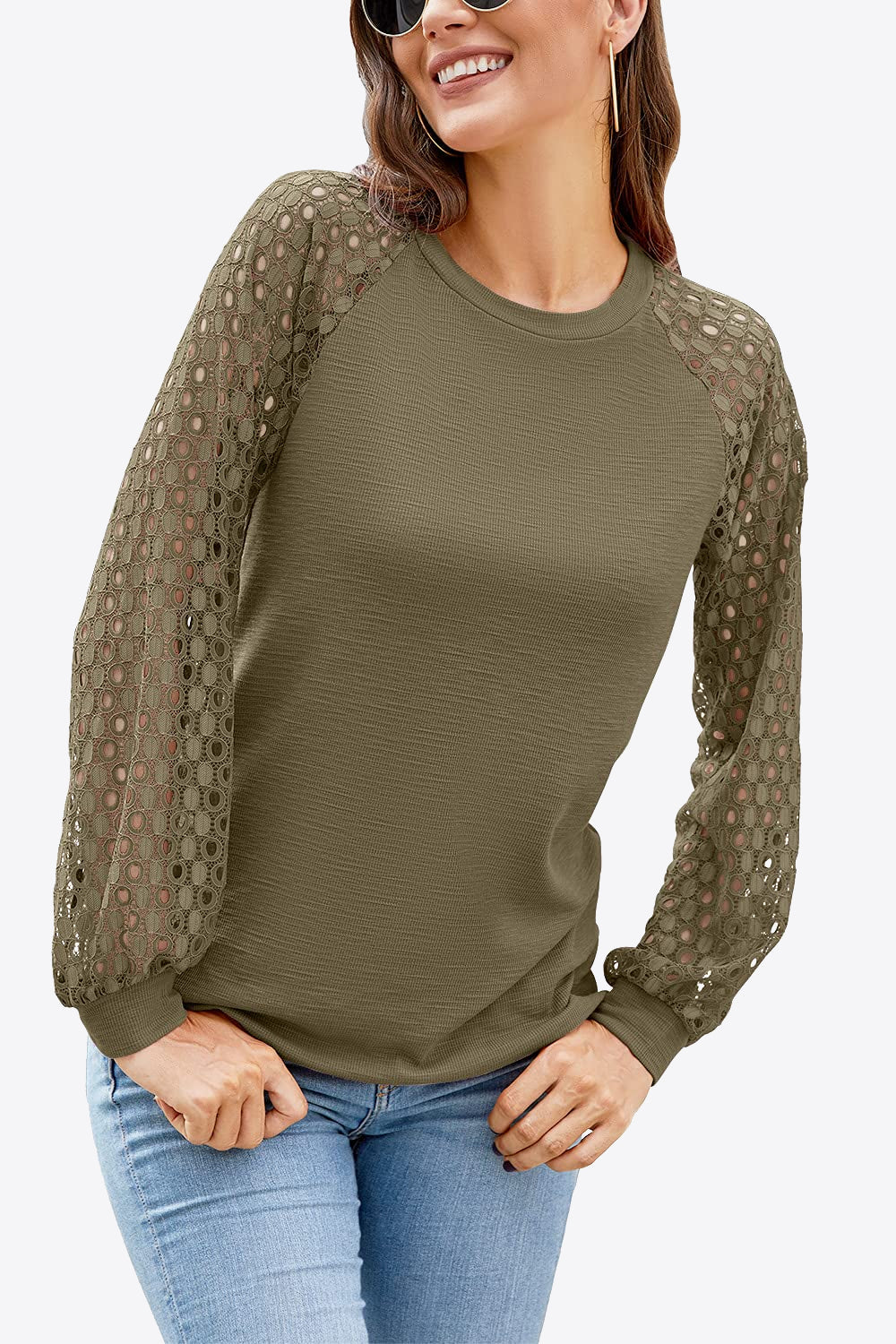 Long Raglan Sleeve Round Neck Tee - T-Shirts - Shirts & Tops - 15 - 2024