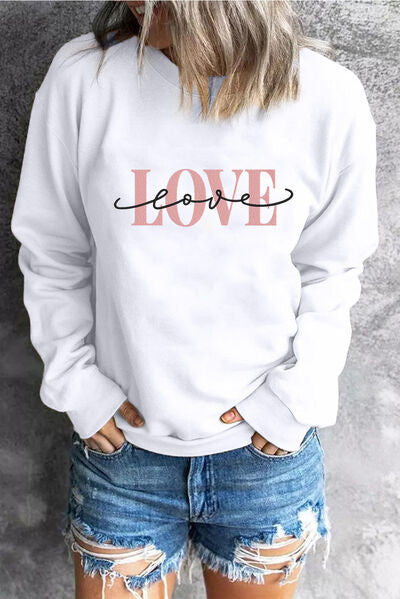 LOVE Round Neck Dropped Shoulder Sweatshirt - T-Shirts - Shirts & Tops - 2 - 2024