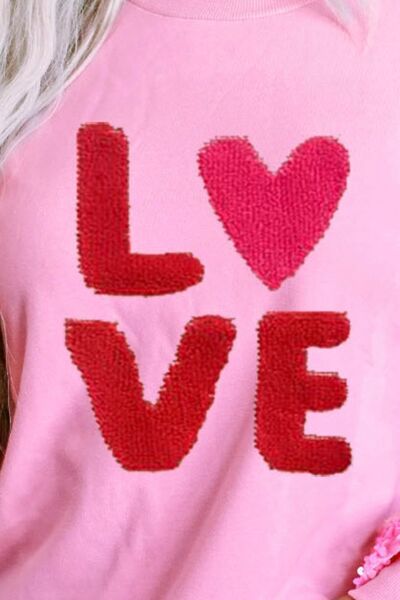 LOVE Sequin Dropped Shoulder Sweatshirt - T-Shirts - Shirts & Tops - 3 - 2024