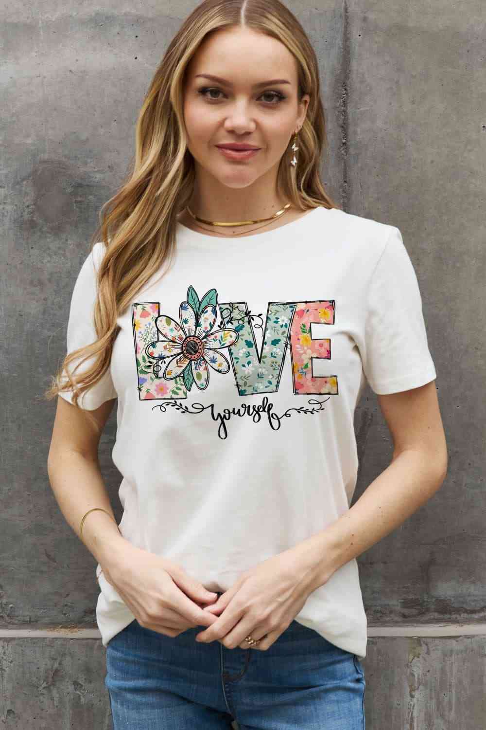 LOVE YOURSELF Graphic Cotton Tee - T-Shirts - Shirts & Tops - 4 - 2024