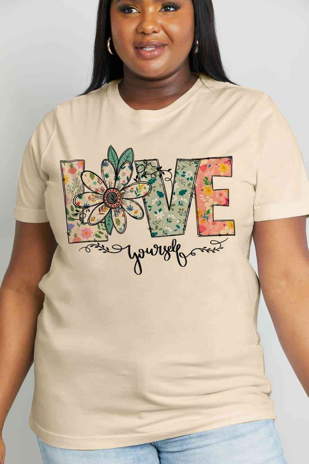 LOVE YOURSELF Graphic Cotton Tee - Taupe / S - T-Shirts - Shirts & Tops - 7 - 2024