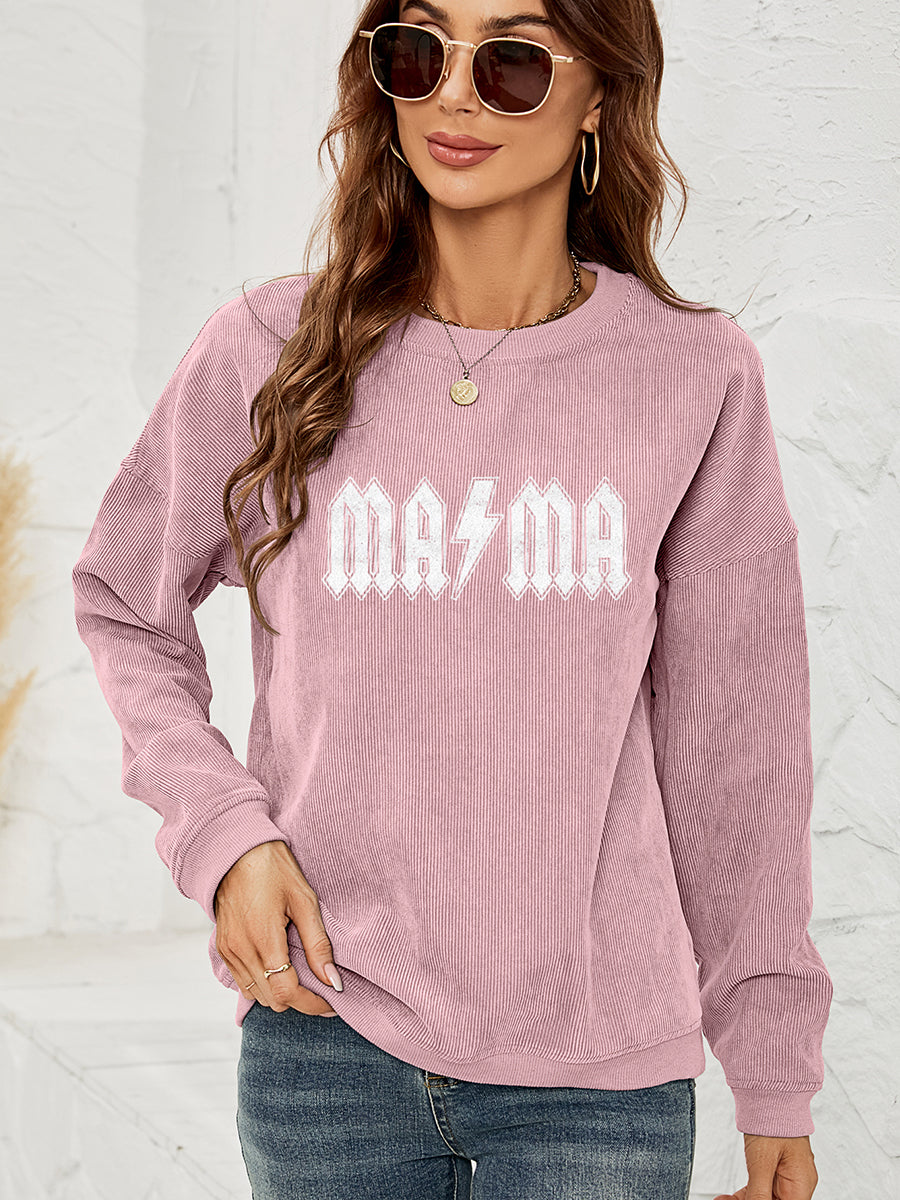 MAMA Graphic Dropped Shoulder Sweatshirt - Pink / S - T-Shirts - Shirts & Tops - 1 - 2024