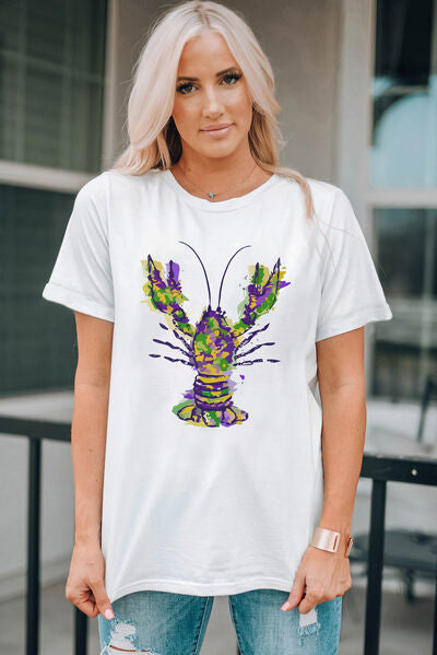Mardi Gras Lobster Round Neck T-Shirt - T-Shirts - Shirts & Tops - 2 - 2024
