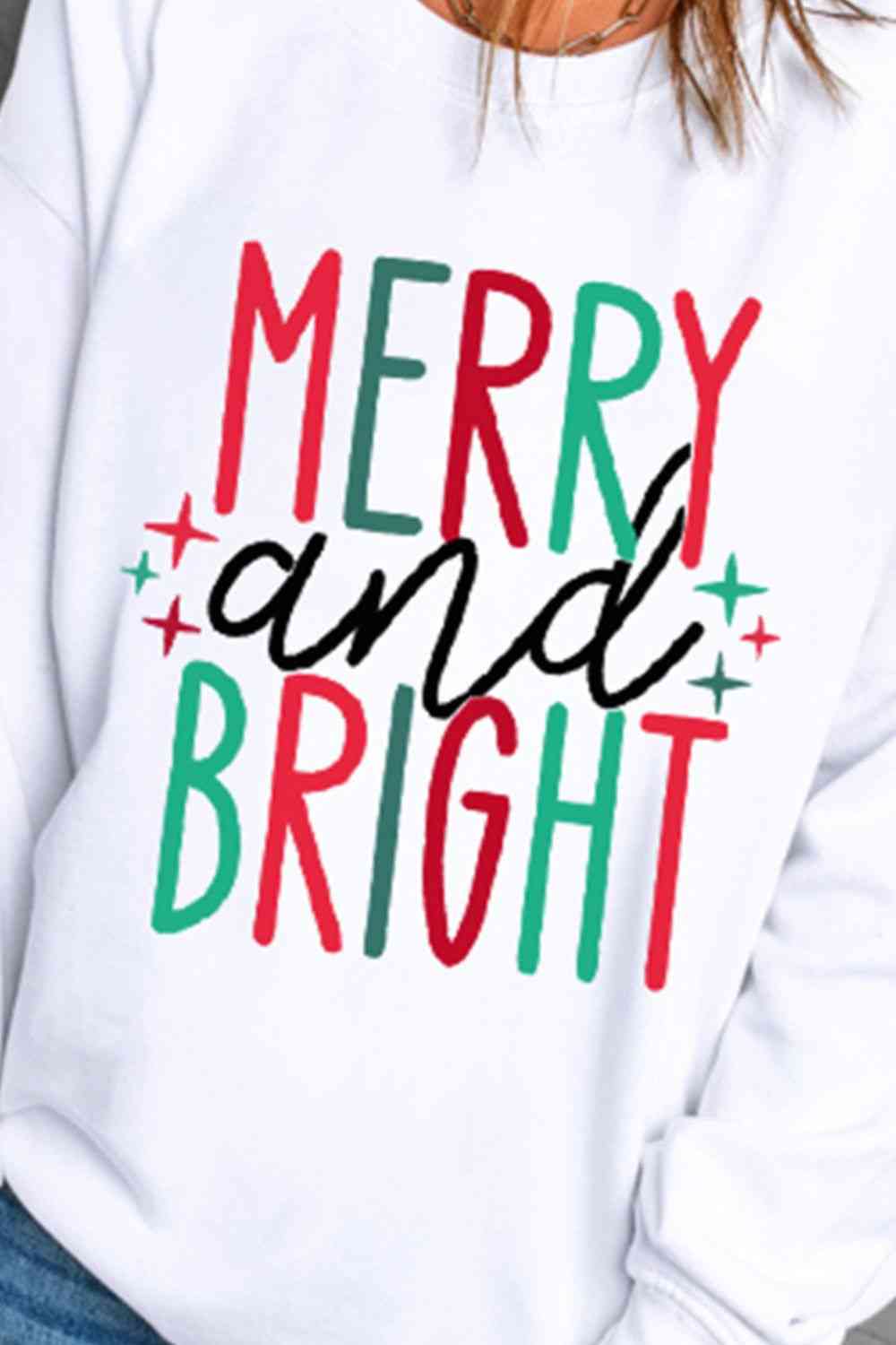 MERRY AND BRIGHT Graphic Sweatshirt - T-Shirts - Shirts & Tops - 3 - 2024