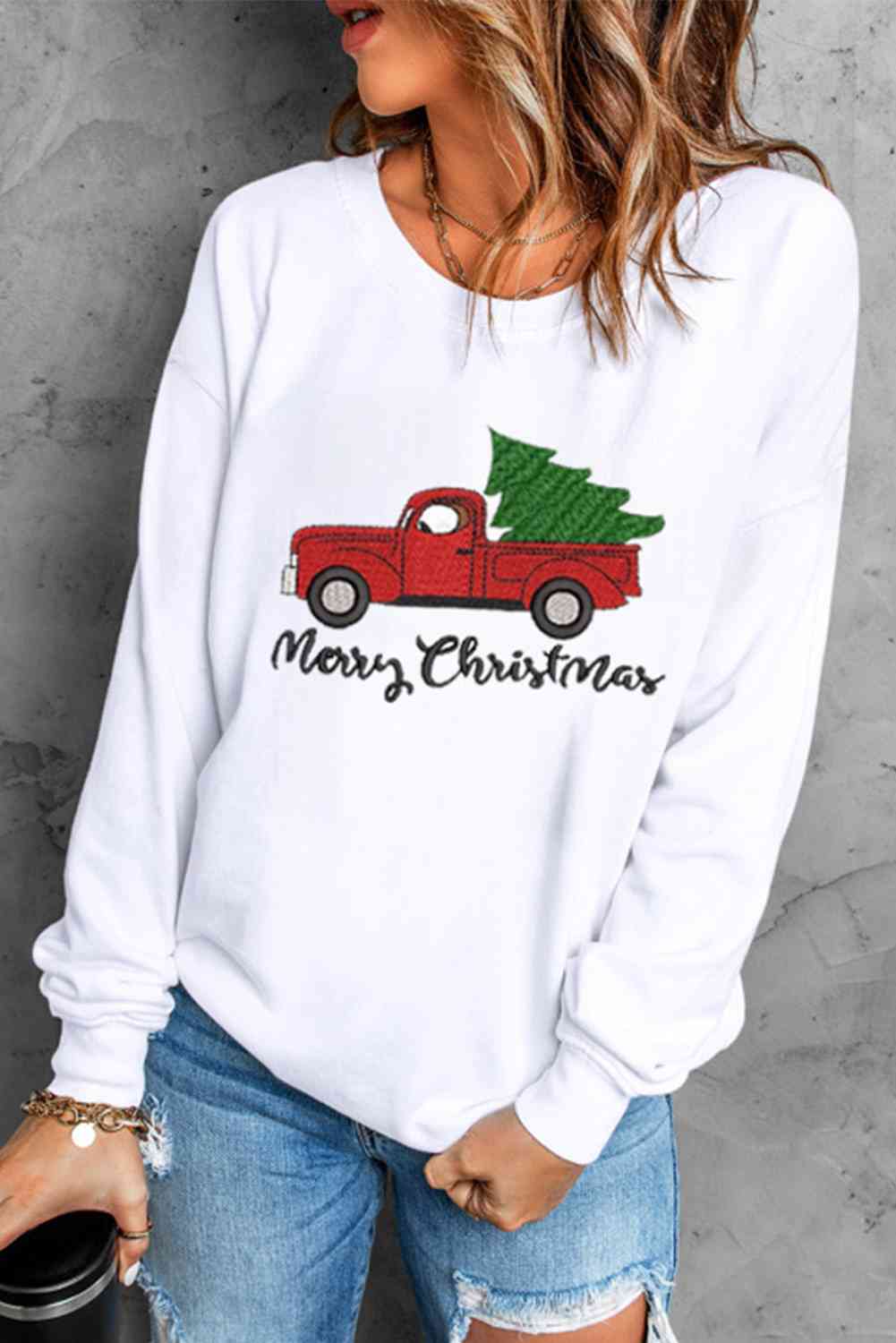 MERRY CHRISTMAS Graphic Sweatshirt - White / S - T-Shirts - Shirts & Tops - 1 - 2024