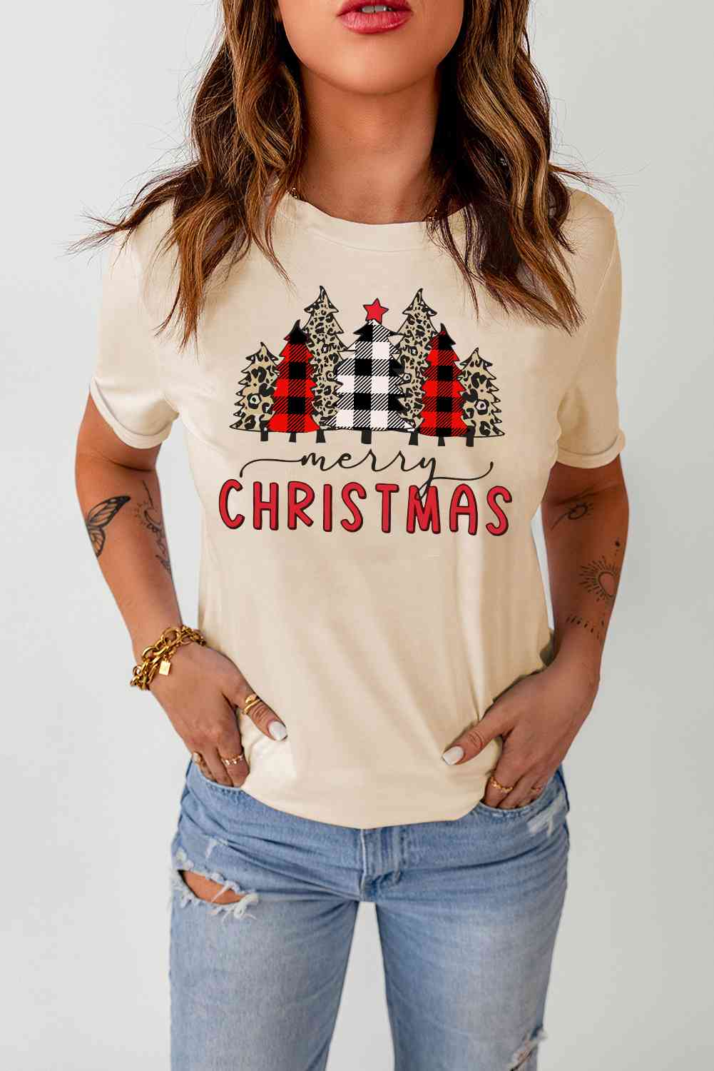 MERRY CHRISTMAS Graphic T-Shirt - Ivory / S - T-Shirts - Shirts & Tops - 1 - 2024
