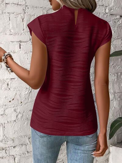 Mock Neck Cap Sleeve T-Shirt - T-Shirts - Shirts & Tops - 17 - 2024