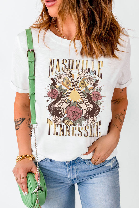 NASHVILLE TENNESSEE Cuffed Tee Shirt - White / S - T-Shirts - Shirts & Tops - 1 - 2024