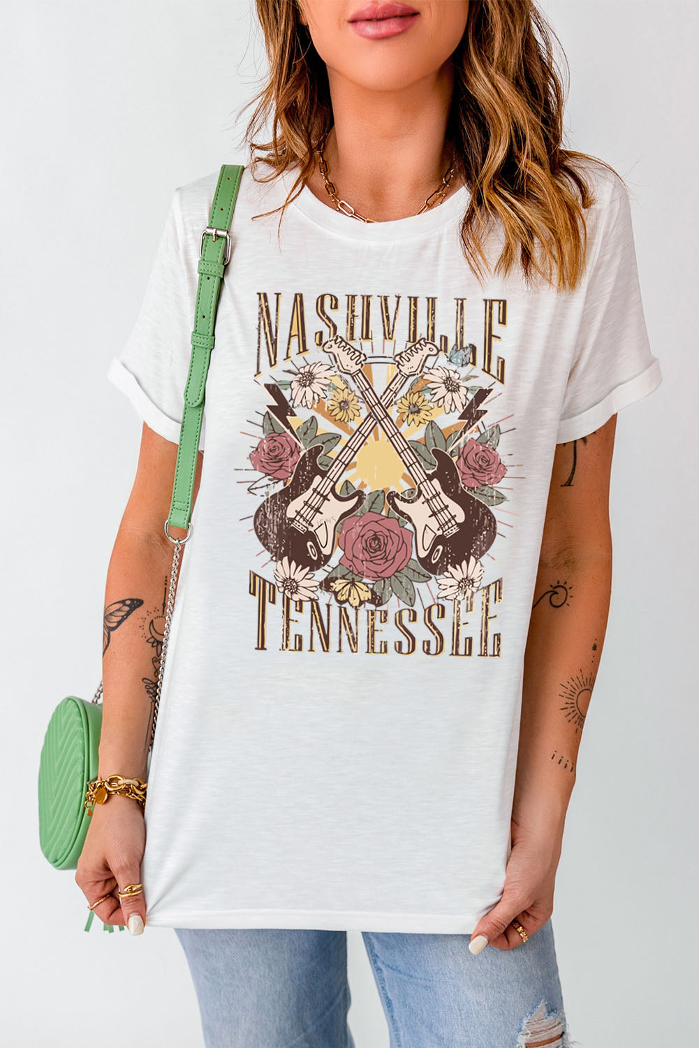 NASHVILLE TENNESSEE Cuffed Tee Shirt - T-Shirts - Shirts & Tops - 3 - 2024