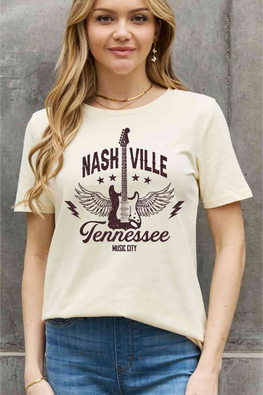 NASHVILLE TENNESSEE MUSIC CITY Graphic Cotton Tee - Ivory / S - T-Shirts - Shirts & Tops - 1 - 2024