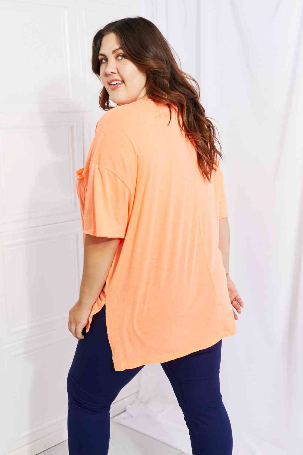 Neon Lights Full Size Raw Edge Pocket Tee - T-Shirts - Shirts & Tops - 2 - 2024