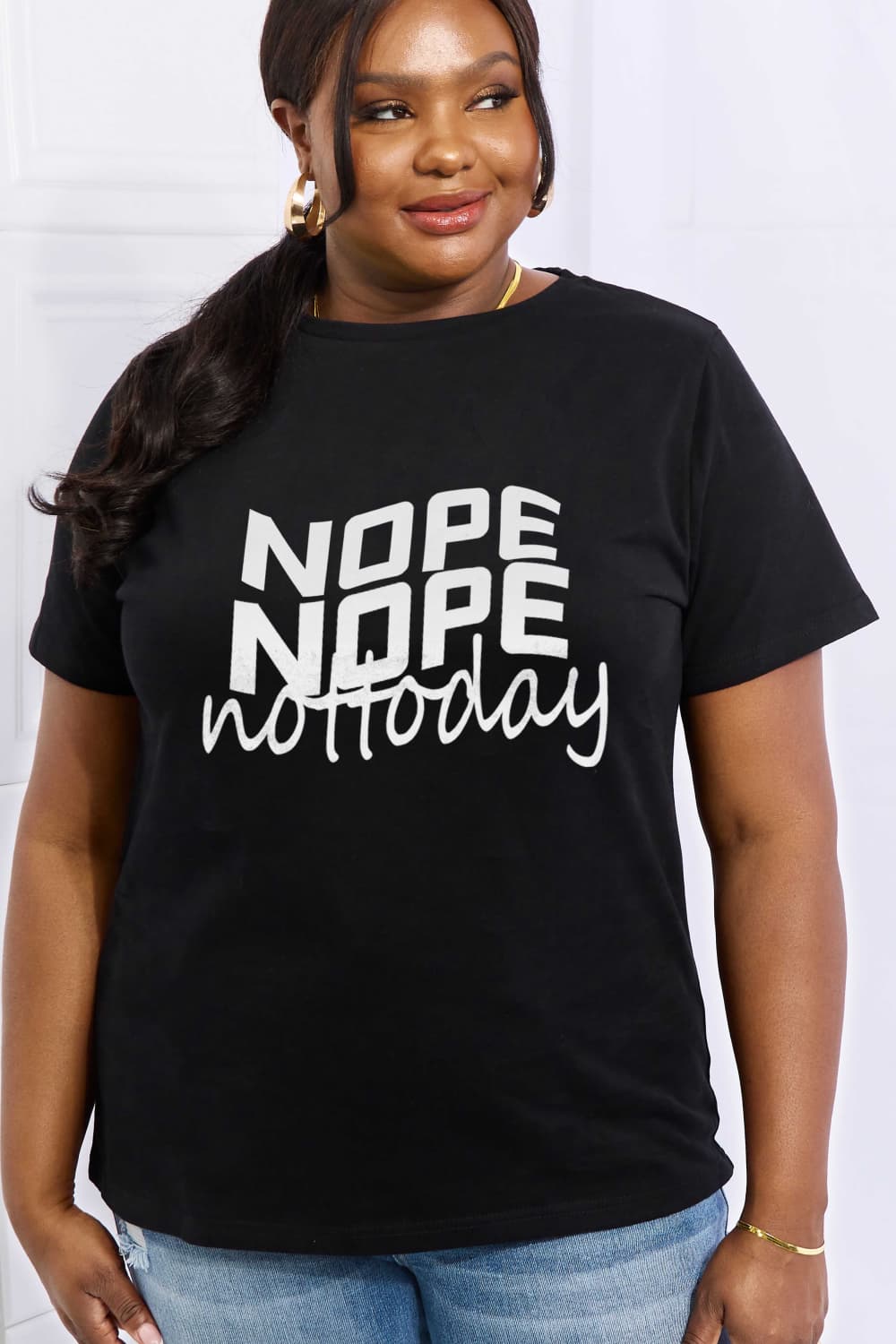 NOPE NOPE NOT TODAY Graphic Cotton Tee - Black / S - T-Shirts - Shirts & Tops - 7 - 2024