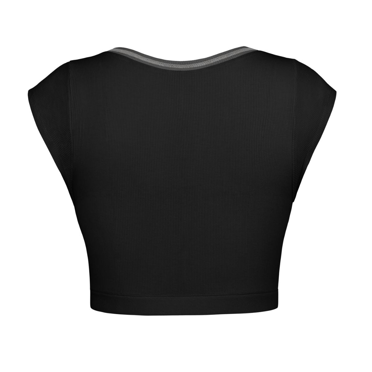 Notched Neck Cap Sleeve Cropped Tee - T-Shirts - Shirts & Tops - 6 - 2024