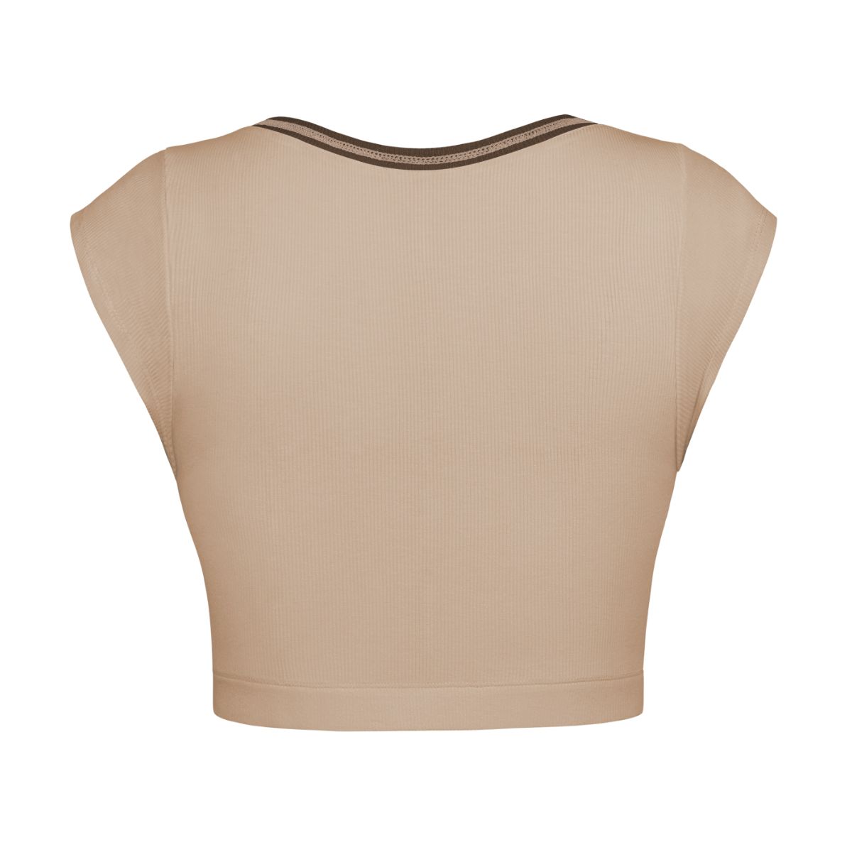Notched Neck Cap Sleeve Cropped Tee - T-Shirts - Shirts & Tops - 12 - 2024