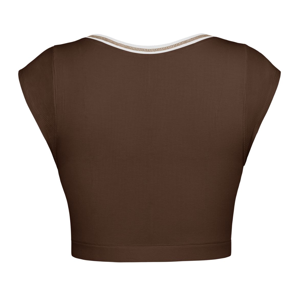 Notched Neck Cap Sleeve Cropped Tee - T-Shirts - Shirts & Tops - 2 - 2024
