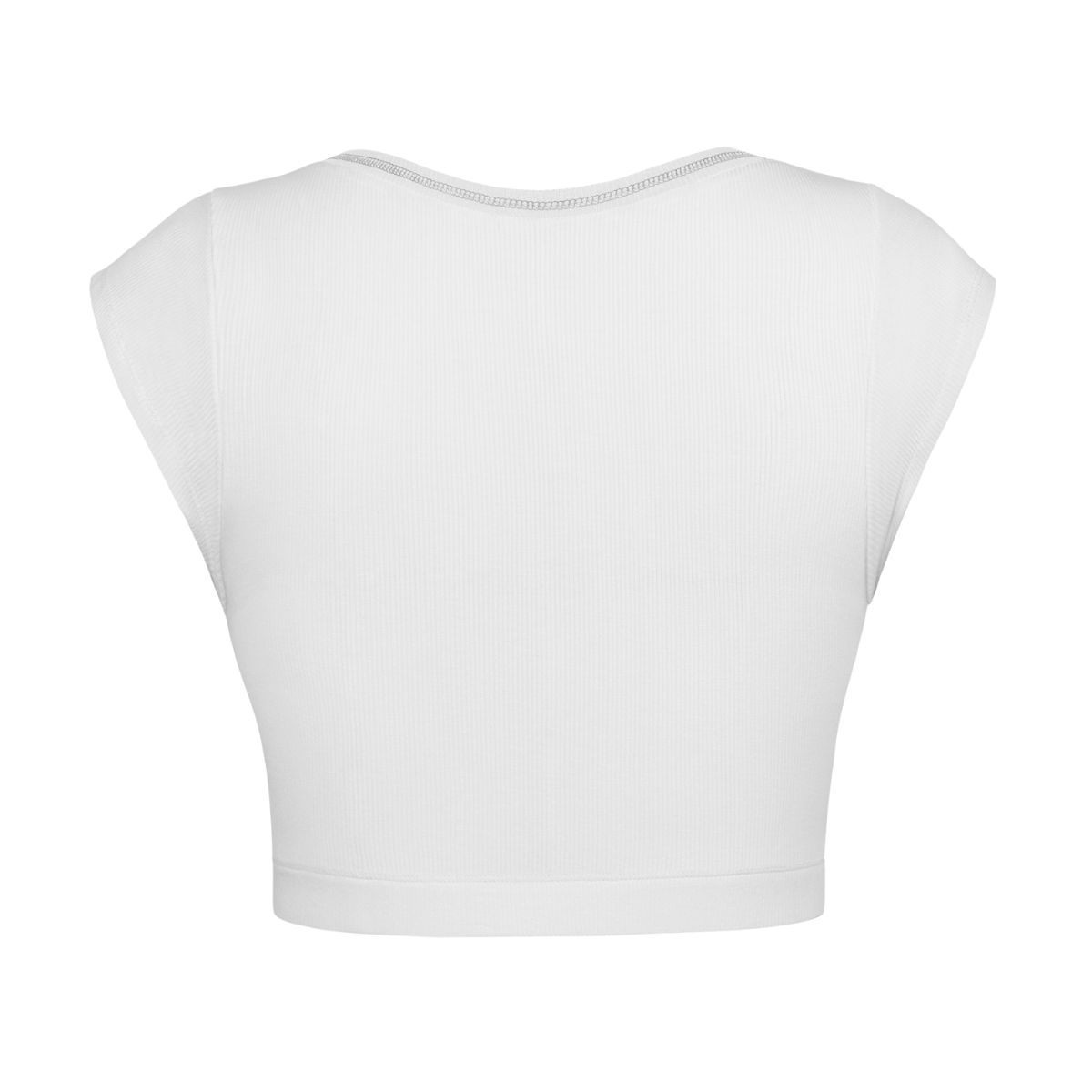 Notched Neck Cap Sleeve Cropped Tee - T-Shirts - Shirts & Tops - 9 - 2024