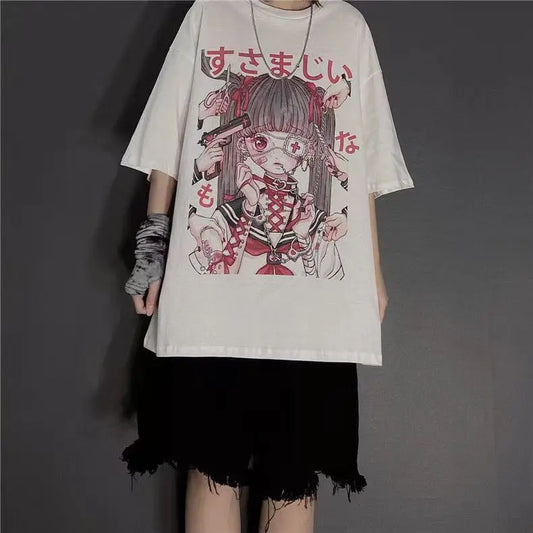 Nurse-Inspired Anime Oversized Tee - T-Shirts - Shirts & Tops - 2 - 2024