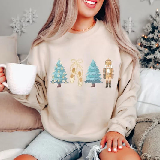 Nutcracker Ballet Christmas Sweatshirt - Cute Holiday Crewneck - Beige / XL - T-Shirts - 2 - 2024