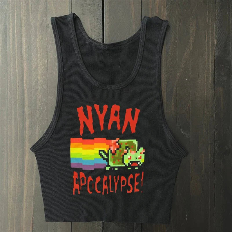 Nyan Apocalypse Harajuku Print Tee - 1 / S - T-Shirts - Shirts & Tops - 2 - 2024