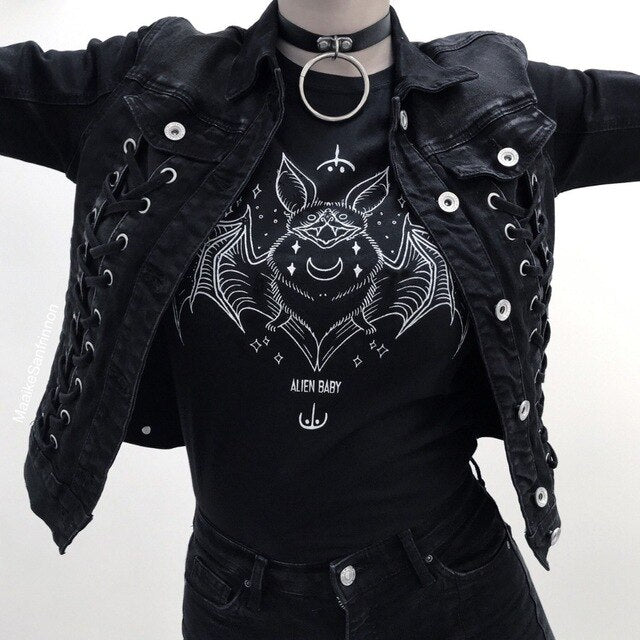 Ouija Board Inspired Tees - Black-Alien Bat / M - T-Shirts - Clothing - 16 - 2024